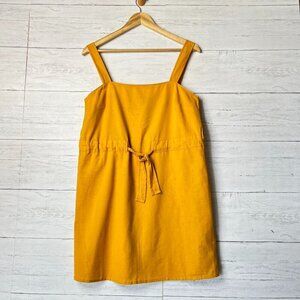 ASOS Dress Womens Size 6 Mustard Gold Linen Blend Mini Belted Lagenlook Beach